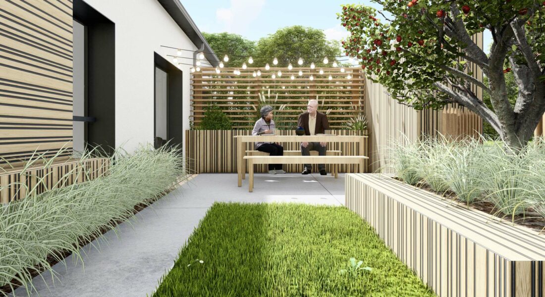 Vue jardin des maisons Ty Cocon Plouarzel