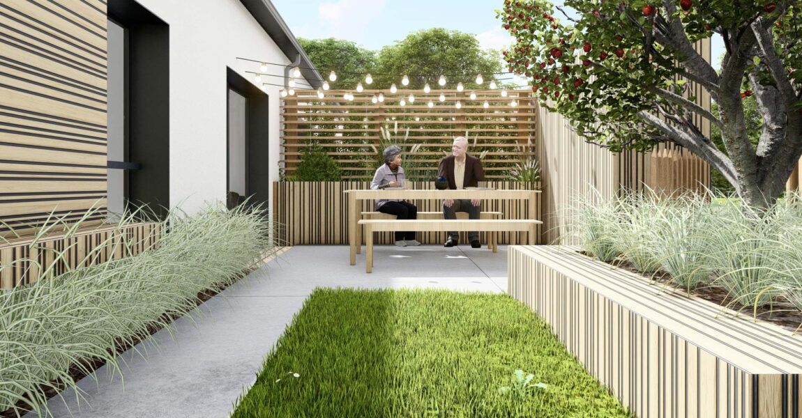 Vue jardin des maisons Ty Cocon Plouarzel